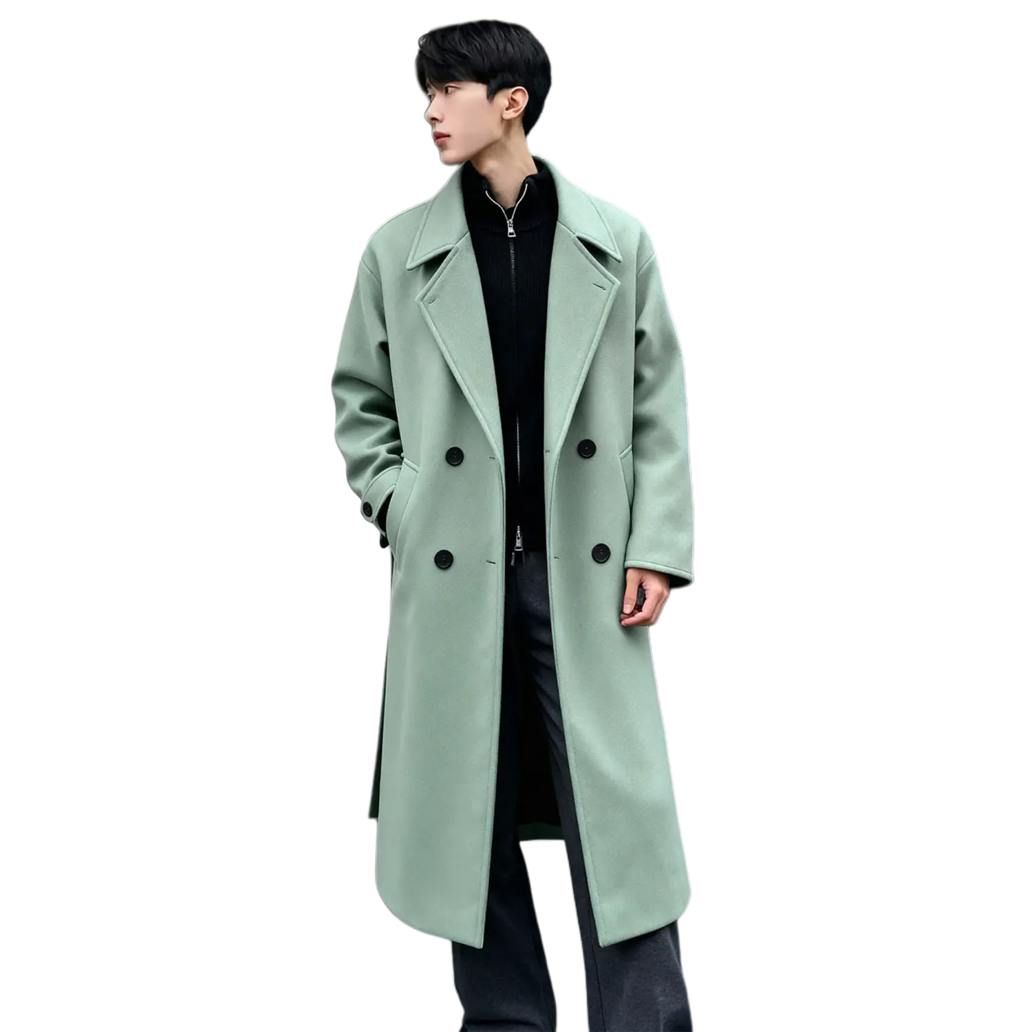 

Пальто Unisex Lapel Moderate Straight Fit X1617, army зеленый coat