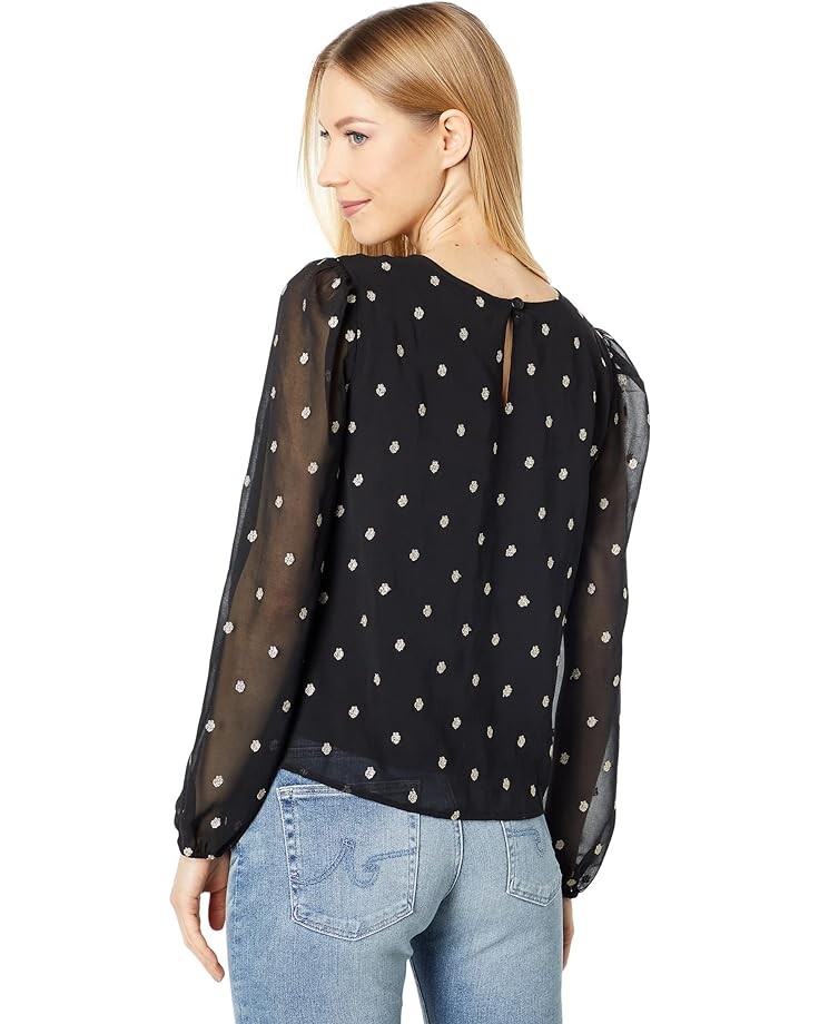 

Топ Saltwater Luxe Maxwell Long Sleeve Jacquard Dot Top, черный