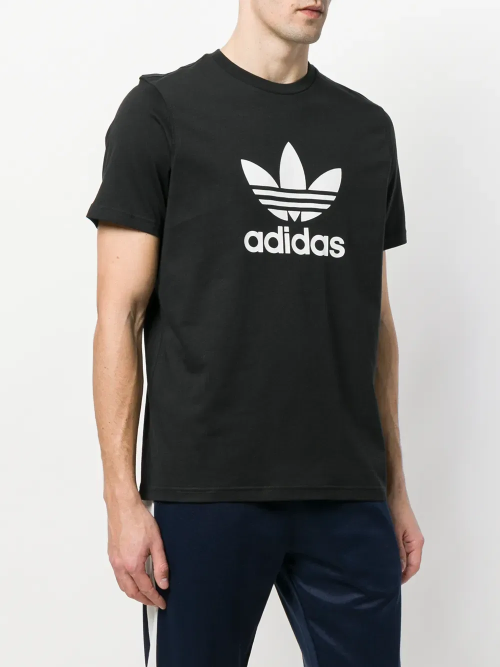Футболка с принтом в виде трилистника Adidas, черный — фото 3