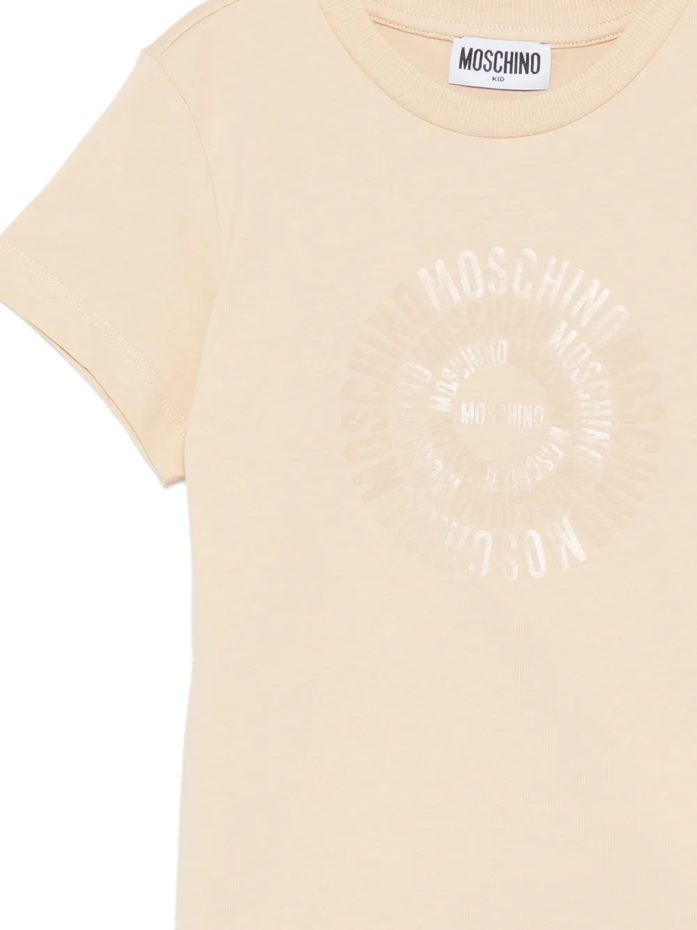 Футболка с круглым вырезом и логотипом Moschino Kids, бежевый — фото 3