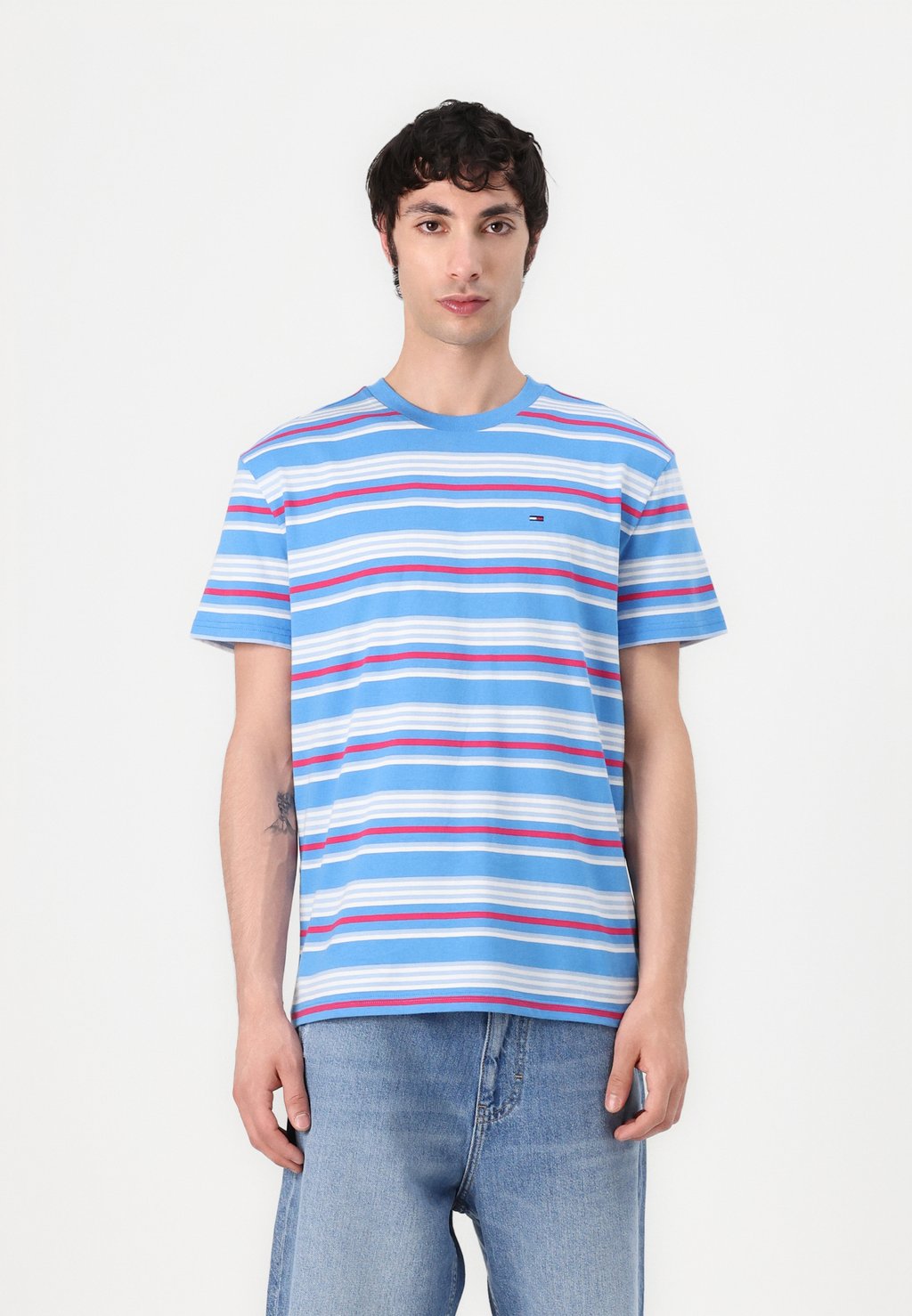 

Футболка с принтом FLAG STRIPE TEE Tommy Jeans, светло-голубой
