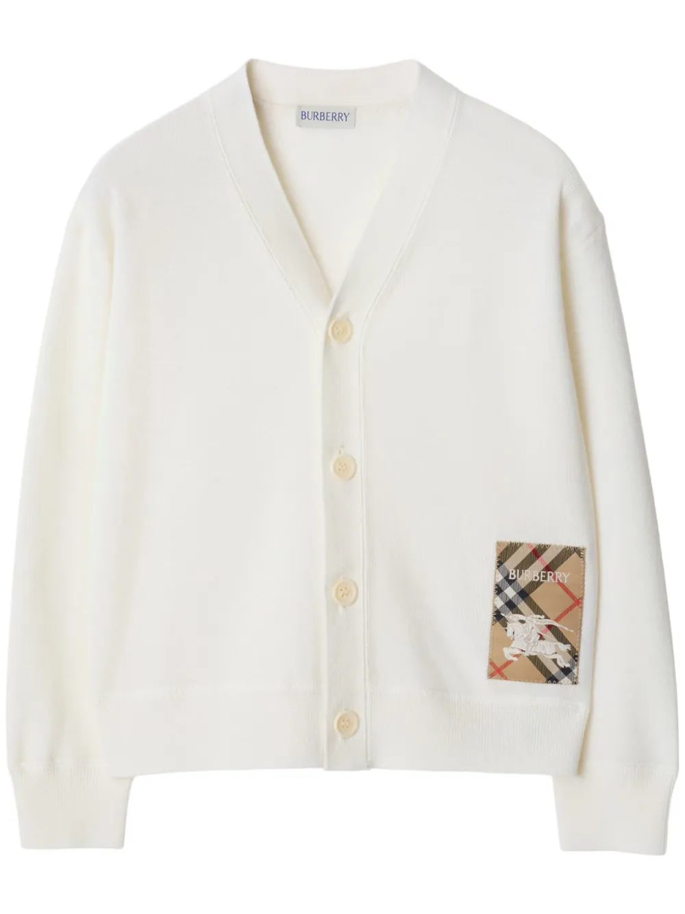 

Шерстяной кардиган в клетку BURBERRY KIDS, белый