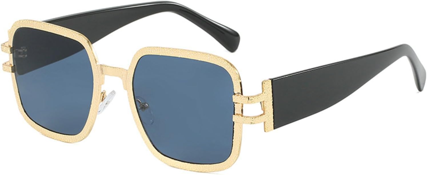 

Модные солнцезащитные очки большого размера в квадратной металлической оправе для женщин и мужчин, с плоскими зеркальными линзами и защитой от УФ-излучения. Стильные солнцезащитные очки mincl, Blue