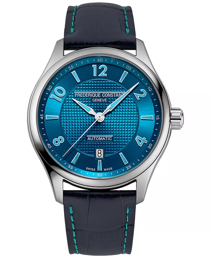 

Мужские автоматические часы Swiss Automatic Runabout с синим кожаным ремешком, 42 мм Frederique Constant