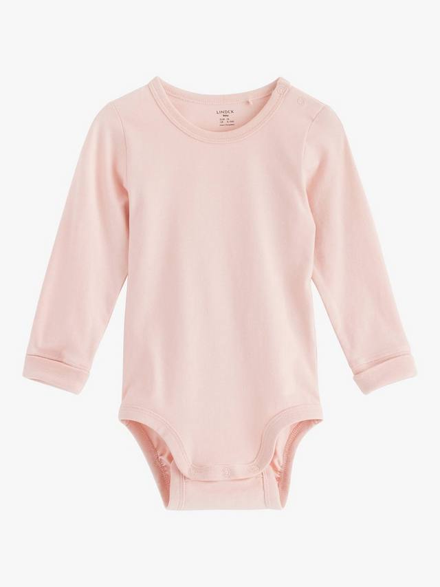 

Детское базовое боди из органического хлопка с длинным рукавом Lindex, цвет Light Dusty Pink