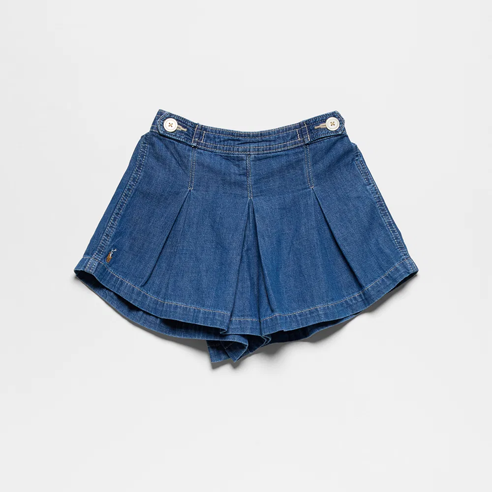 Детские синие джинсовые шорты с плиссировкой от Polo Ralph Lauren Children