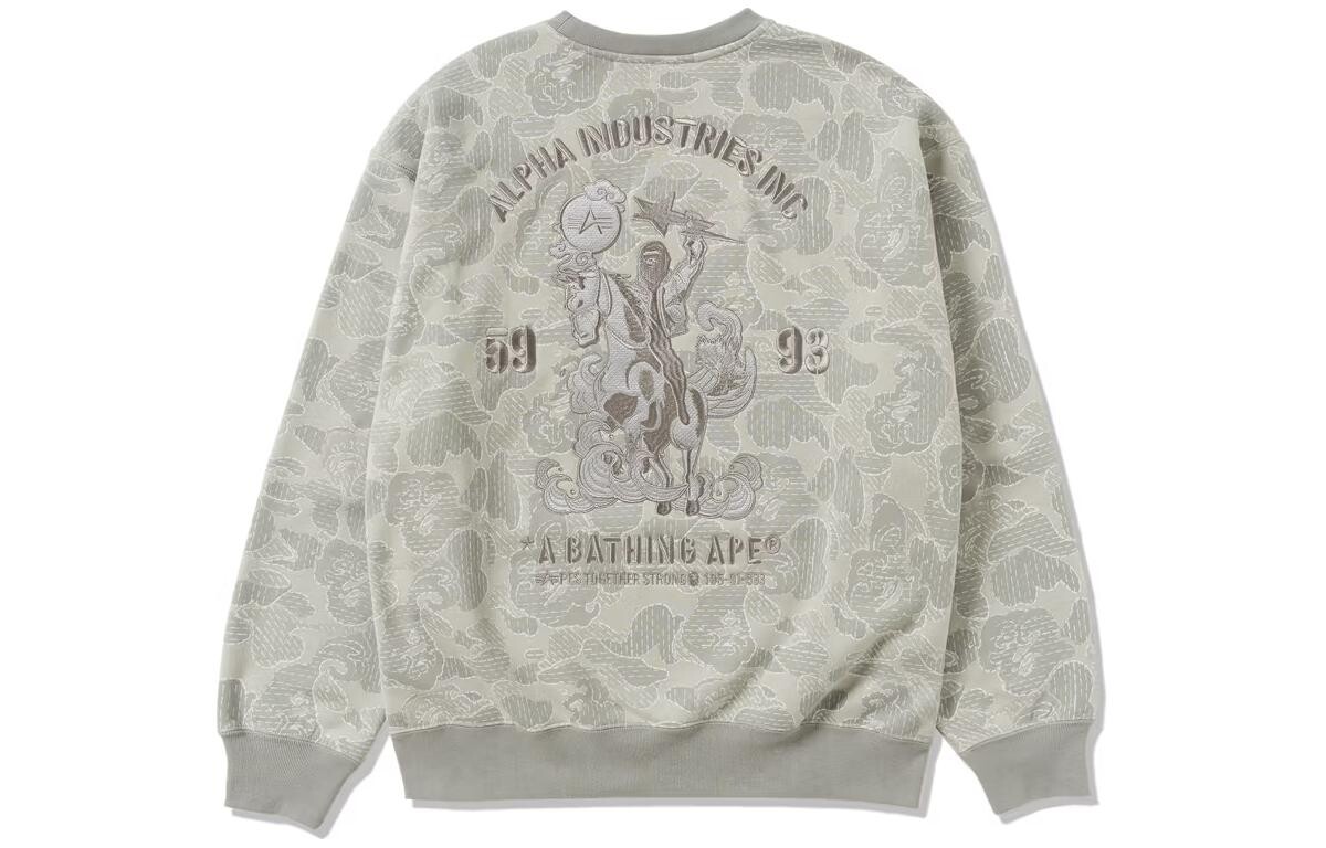 Alpha Industries X Совместный бренд Alpha Industries Толстовка унисекс A Bathing Ape, серый — фото 2