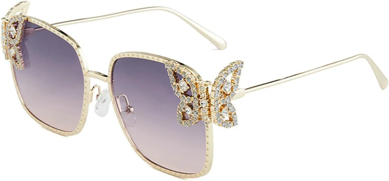 

Willochra Роскошные солнцезащитные очки большого размера со стразами, винтажные металлические квадратные очки, стильные очки с защитой от УФ-излучения для женщин, C2