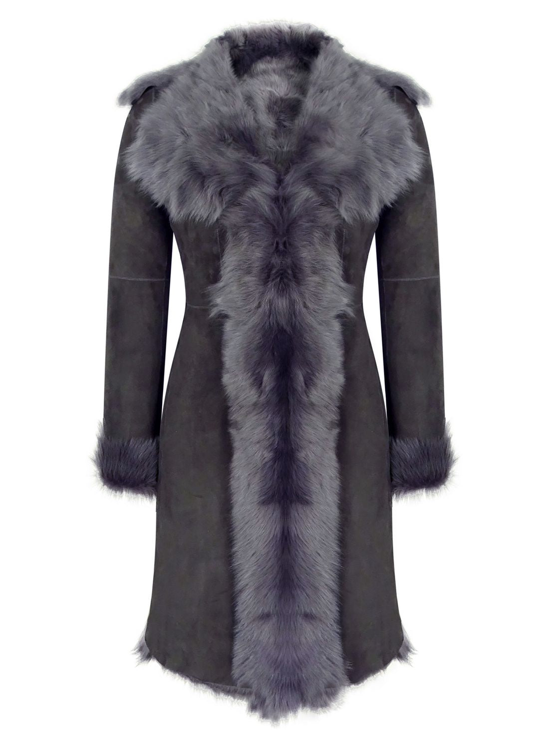 

Кожаное пальто средней длины из овчины TruClothing, серый