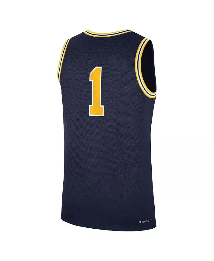 Мужская темно-синяя баскетбольная майка Michigan Wolverines Road Replica Jordan — фото 3