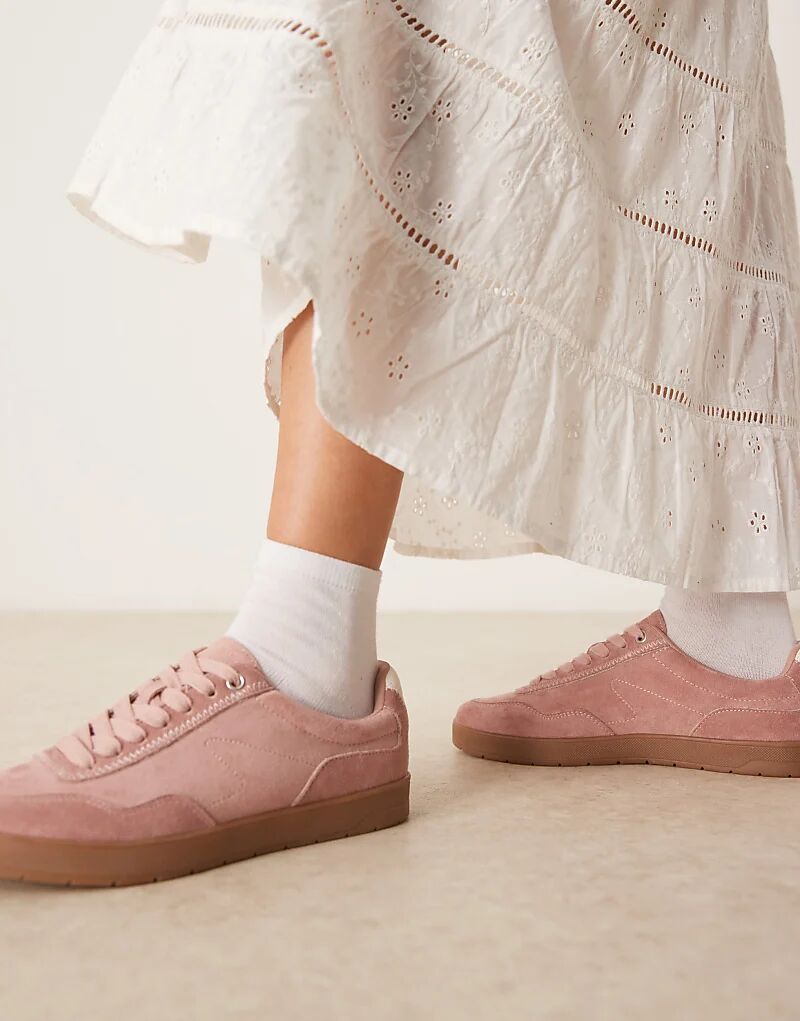 Кроссовки ASOS DESIGN Deuce со шнуровкой из розовой замши