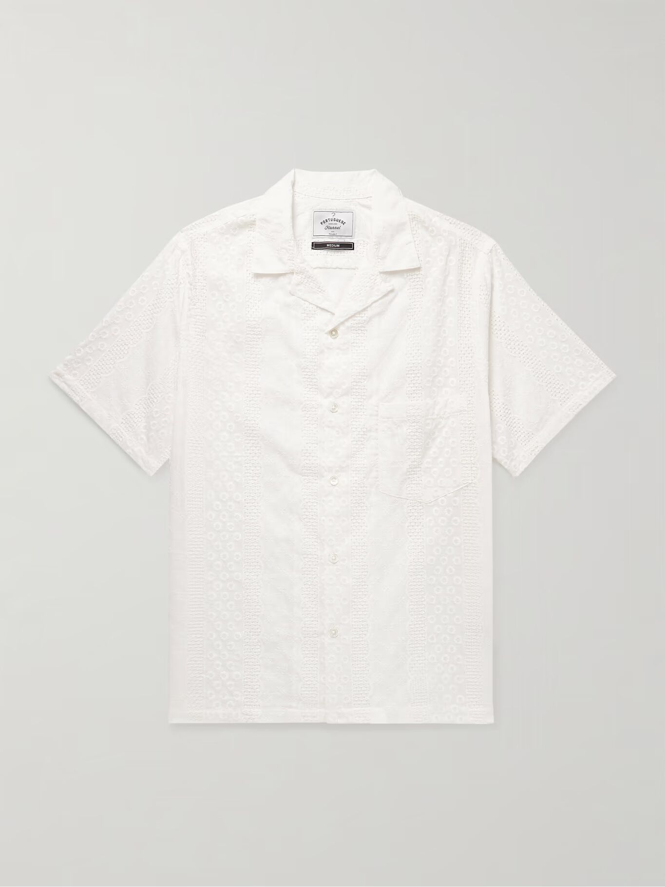 

Рубашка Santos Convertible-Collar из хлопка и вуали с вышивкой PORTUGUESE FLANNEL, кремовый
