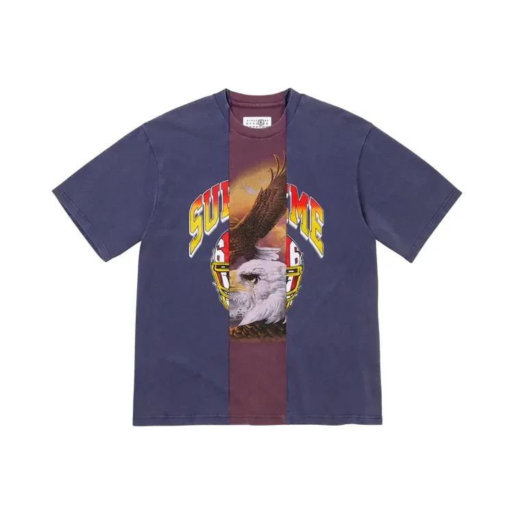 Футболка Supreme x MM6 Maison Margiela с коротким рукавом и разрезом, темно-синяя