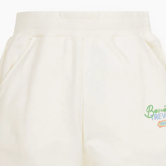 Детские джоггеры с надписью цвета айвори от Benetton Kids — фото 3