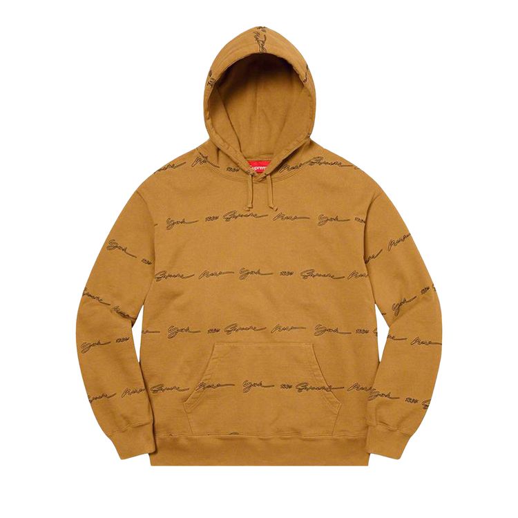 

Толстовка Supreme Script Stripe Hooded Sweatshirt Dark Mustard, желто-коричневый