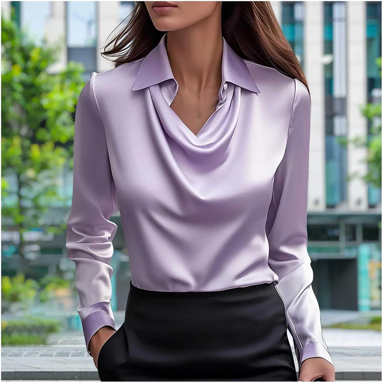Активная футболка с воротником-лапка, женская, Purple — фото 2
