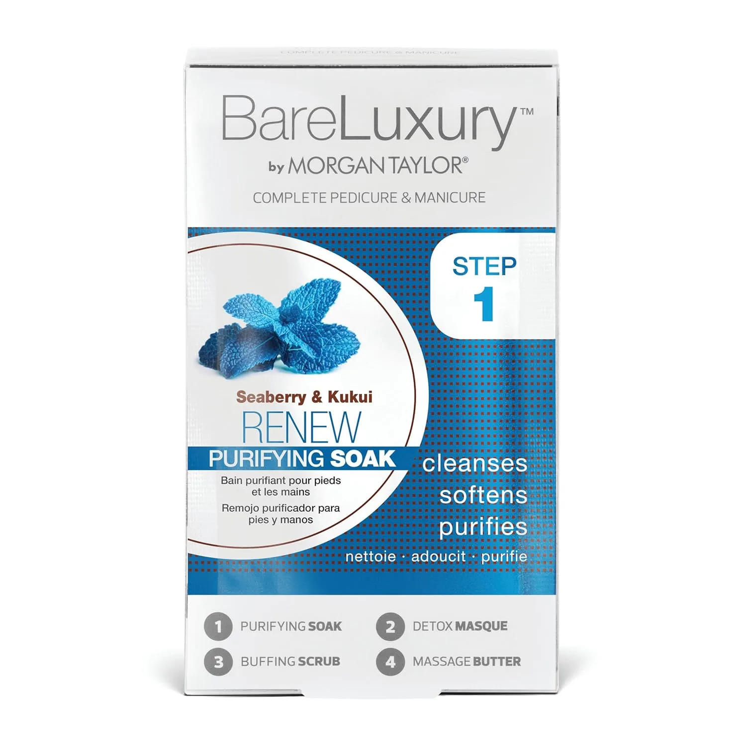 Набор для педикюра и маникюра Morgan Taylor BareLuxury, 4-шаговый SPA-уход, Seaberry & Kukui — фото 2