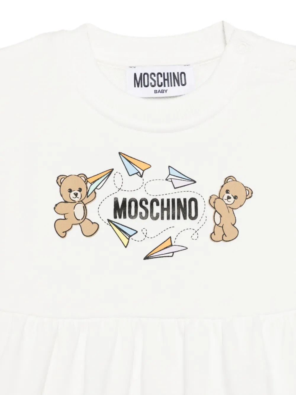 Платье в виде плюшевого мишки и бумажного самолетика Moschino Kids, белый — фото 3