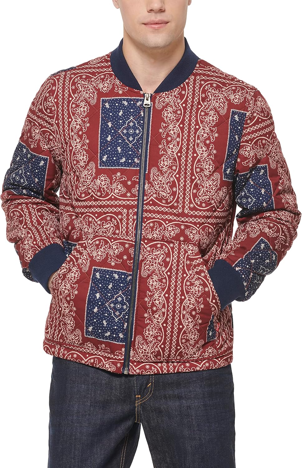 

Мужская стеганая куртка-бомбер Levi's с открытым низом, Venetian Print