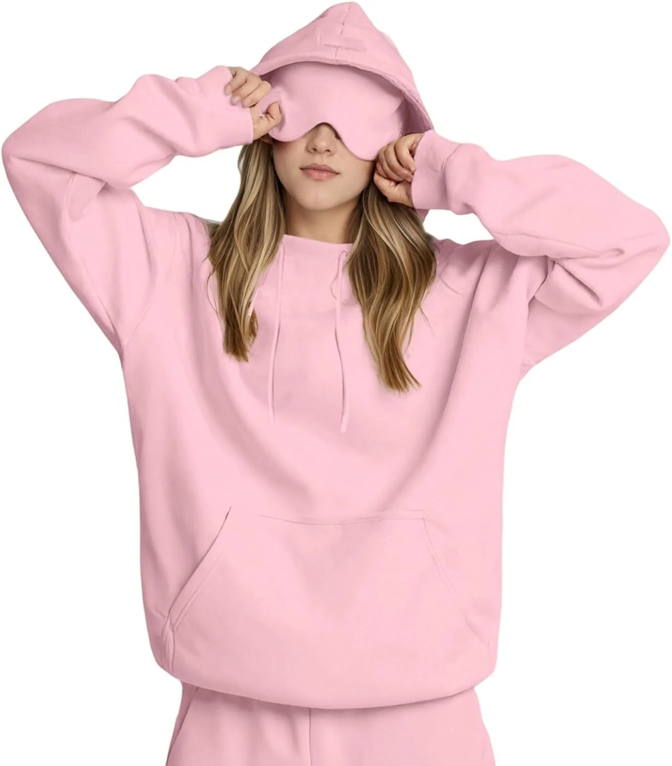 Толстовка с капюшоном и маской для сна Unisex, с карманом, для путешествий — фото 3