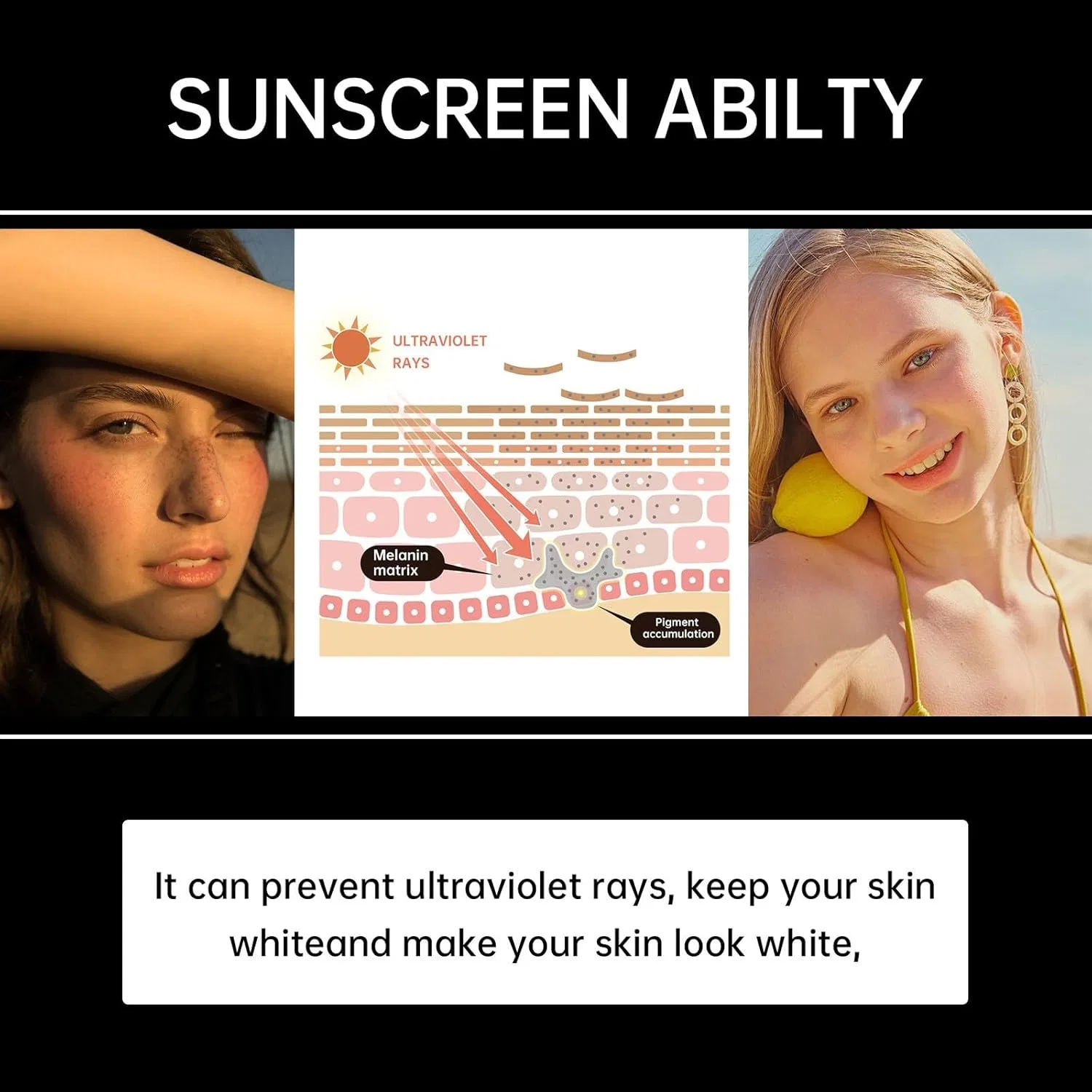 Солнцезащитный крем для темной кожи SPF 30 Generic, 75 г, черный — фото 2