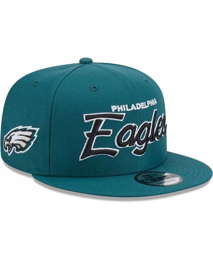 

Мужская бейсболка Midnight Green Philadelphia Eagles Main Script 9FIFTY Snapback New Era, зеленый