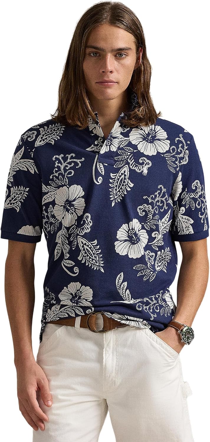 

POLO RALPH LAUREN Мужская короткая футболка Animated Mesh - Classic, Two Tone Hibiscus