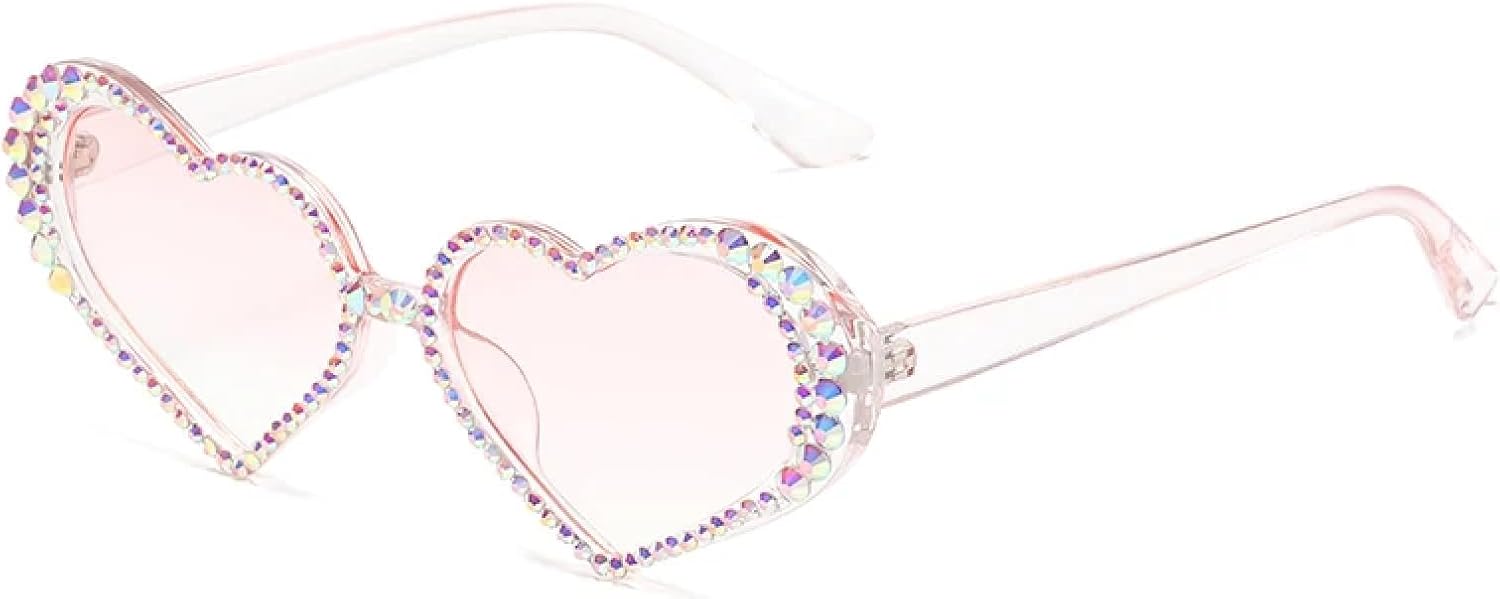 

Солнцезащитные очки с защитой от УФ-излучения UV400 | Оправа в форме сердца в стиле панк | Для женщин и мужчин, для занятий спортом на открытом воздухе и вождения DSVIGF, Pink