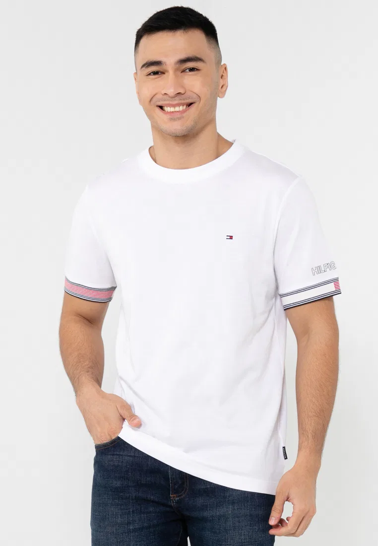 Футболка с флагом на манжете, короткий рукав Tommy Hilfiger, белый
