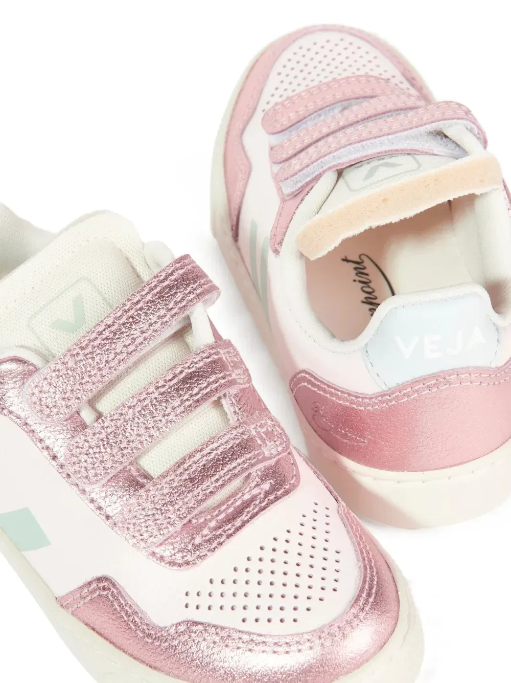 Кроссовки с блестками Veja Kids, бежевый — фото 4