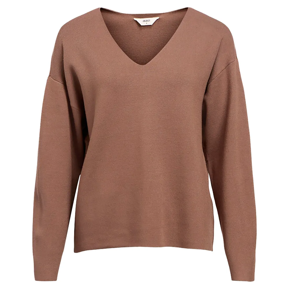 

Свитер Object Reynard v neck, коричневый