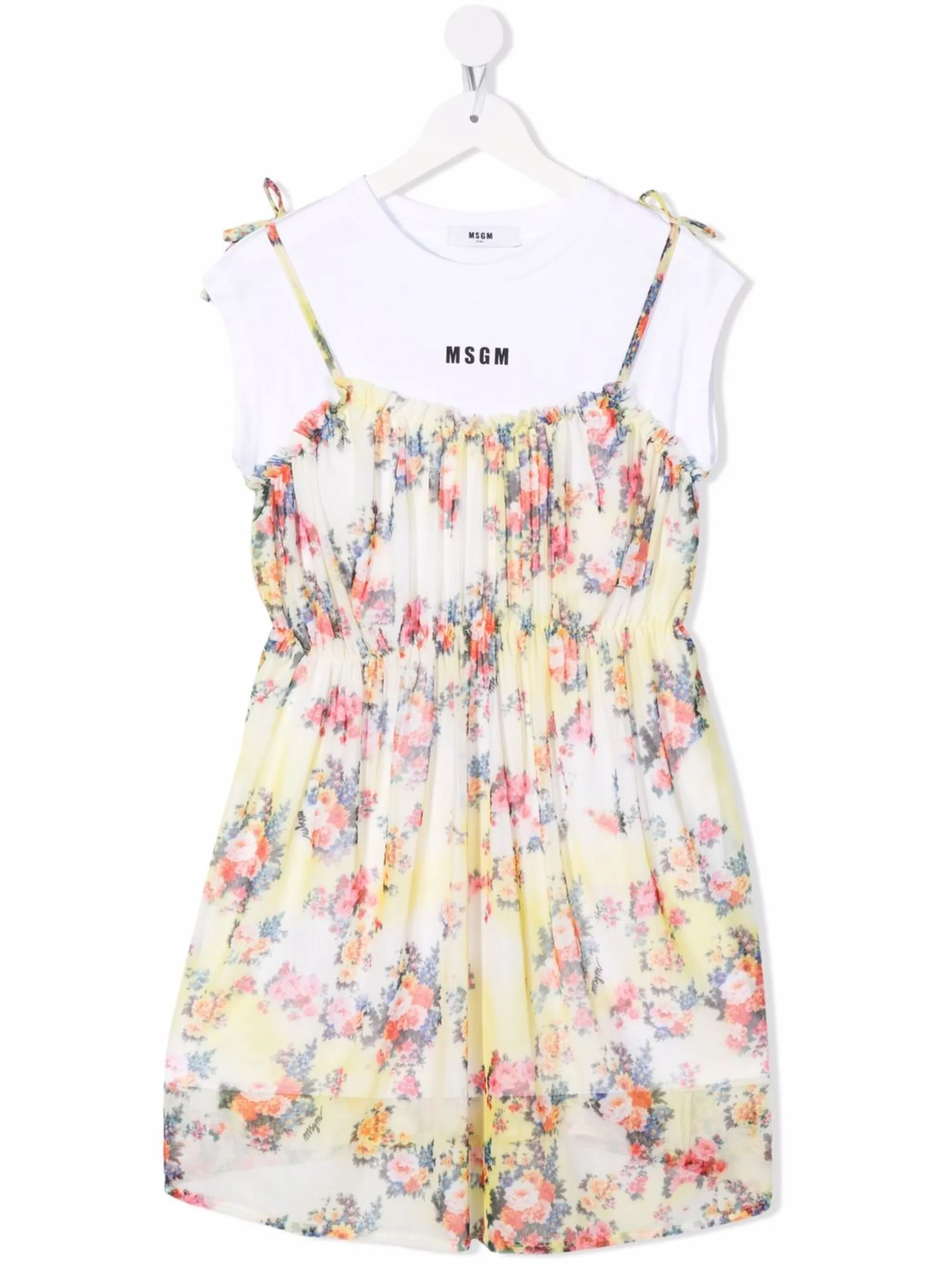 

Платье-футболка с цветочным принтом Msgm Kids, желтый