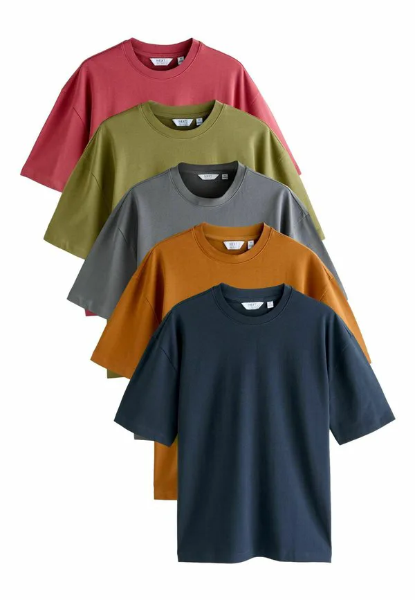 Комплект из 5 базовых футболок стандартного кроя Next, Orange Grey Green Navy Blue Red