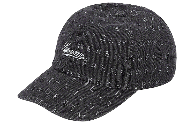 

Supreme Джинсовая шестипанельная кепка с жаккардовыми логотипами, Dark Gray