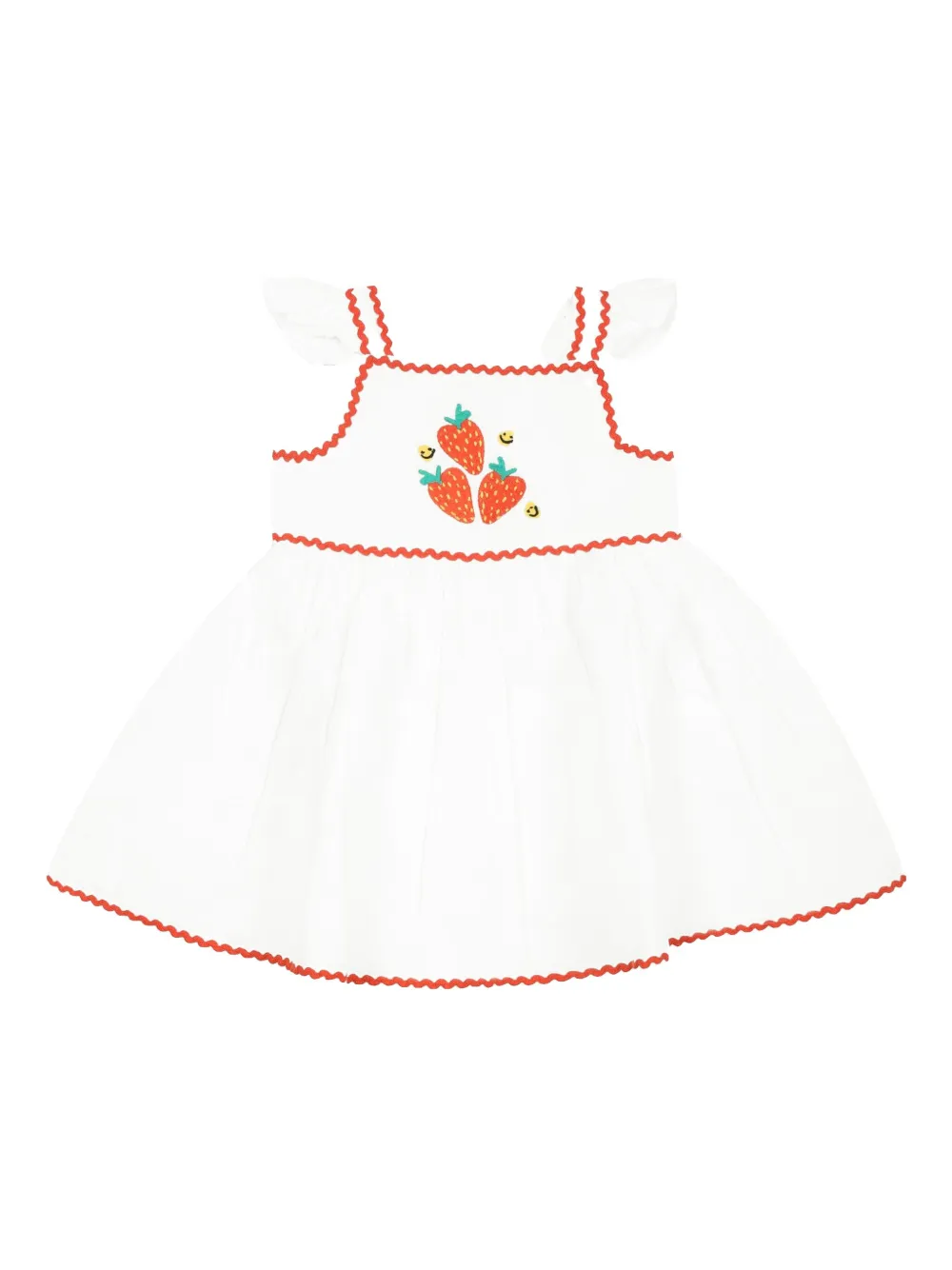 

Платье с рукавами кап и вышивкой Stella McCartney Kids, белый
