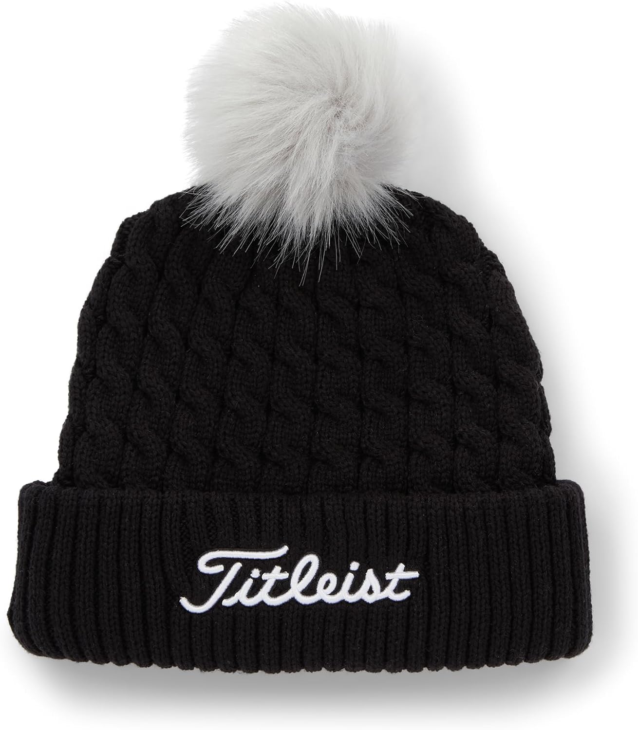 

Мужская вязаная шапка с помпоном Titleist Cable Knit, Black/White