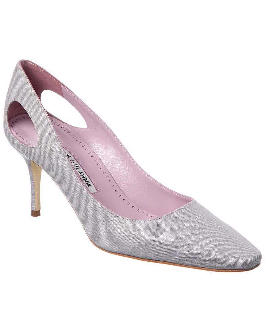Manolo Blahnik Toplaca 70 Linen Pump, серый