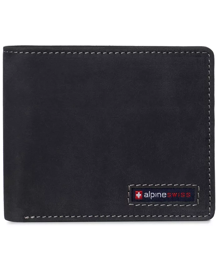 

Мужской кошелек Commuter RFID с двумя окошками для удостоверений и разделом для купюр Alpine Swiss, черный