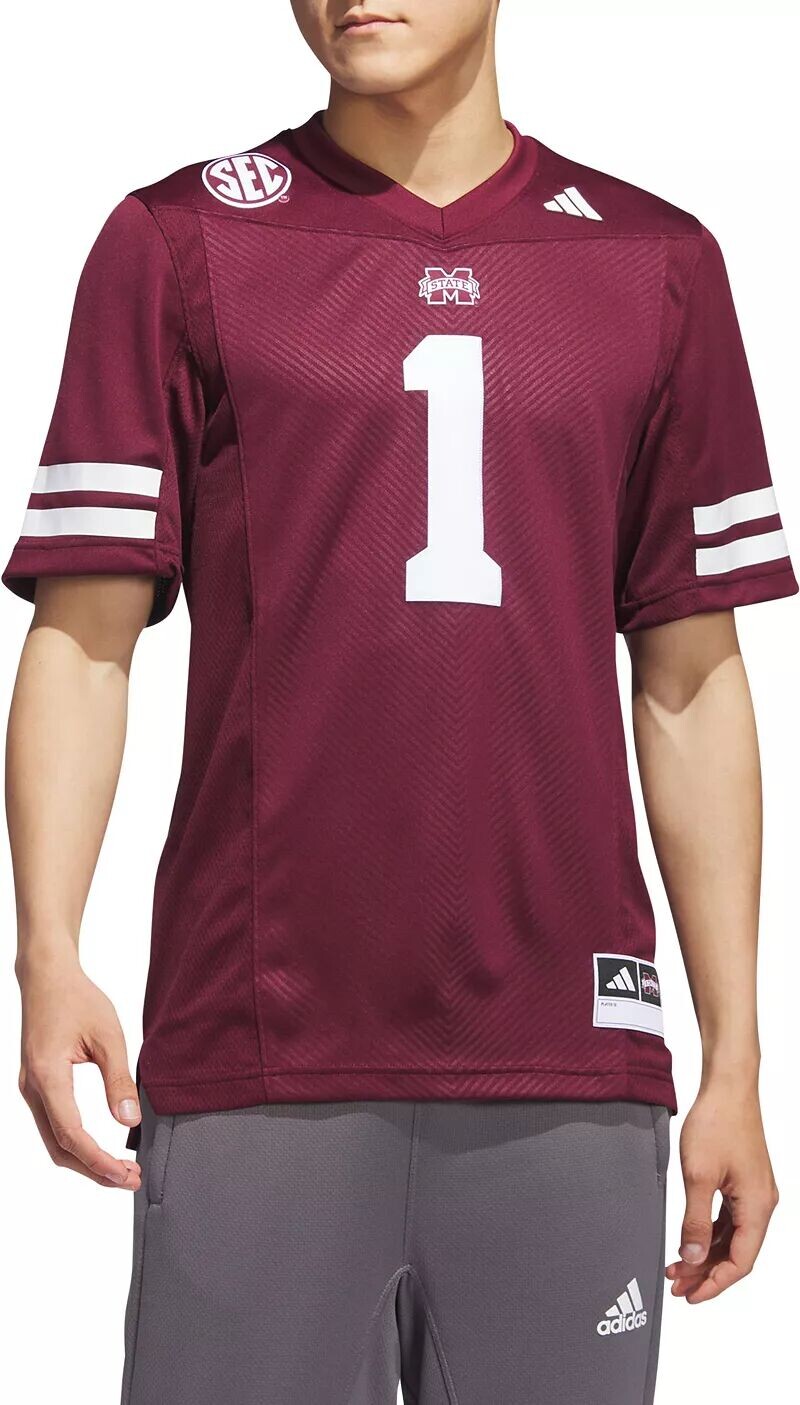 

Мужская футбольная майка Adidas Mississippi State Bulldogs Maroon Premier Replica