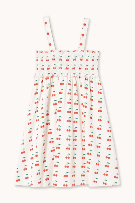 Платье с узором вишни CHERRIES STRAP DRESS Tinycottons, белый — фото 2