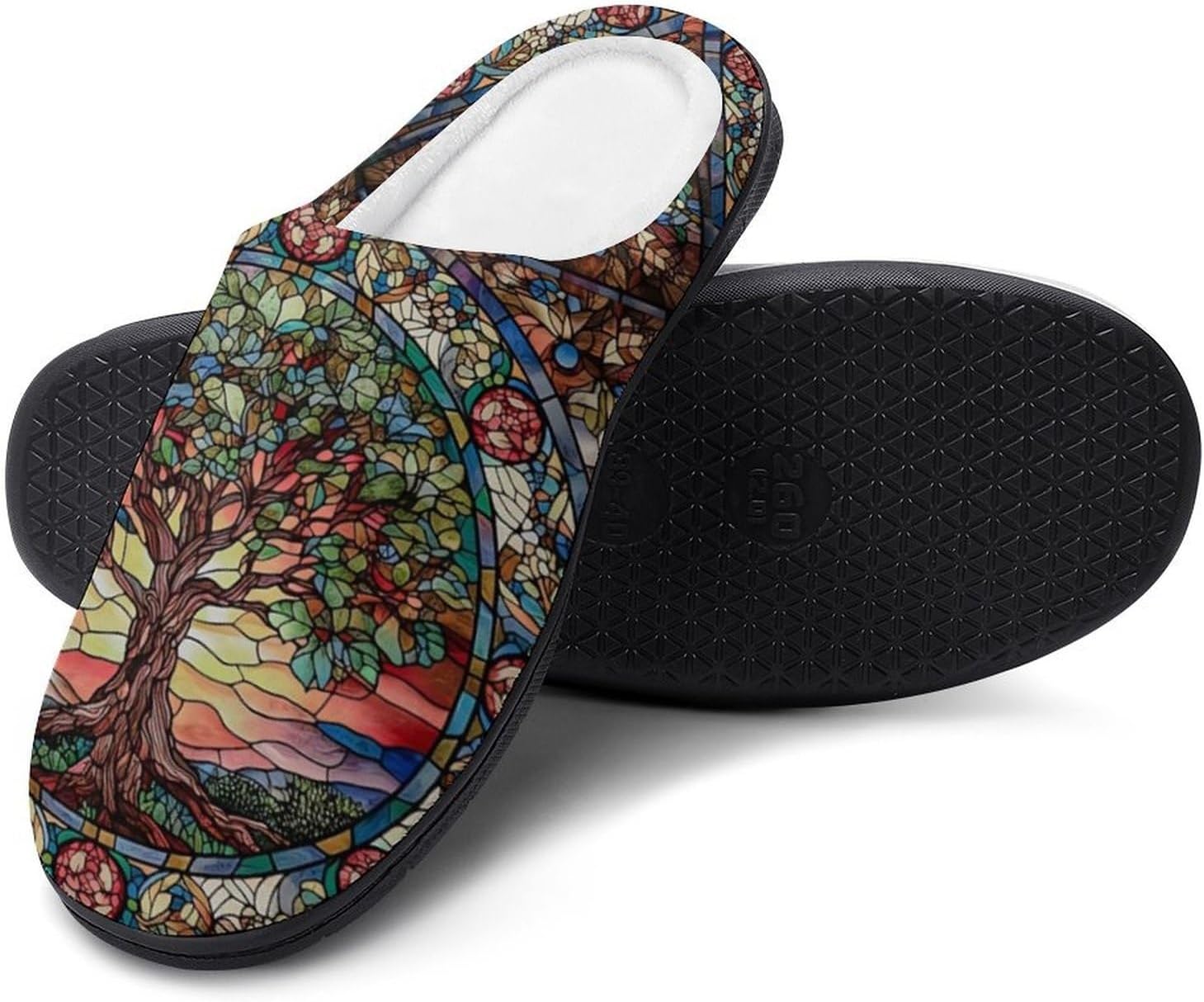 

YXHZYHY Сланцы по мифологии Норвегии «Древо жизни», мужские хлопковые закрытые тапочки, теплые мягкие домашние туфли для отеля, гостей и путешествий, Tree of Life B