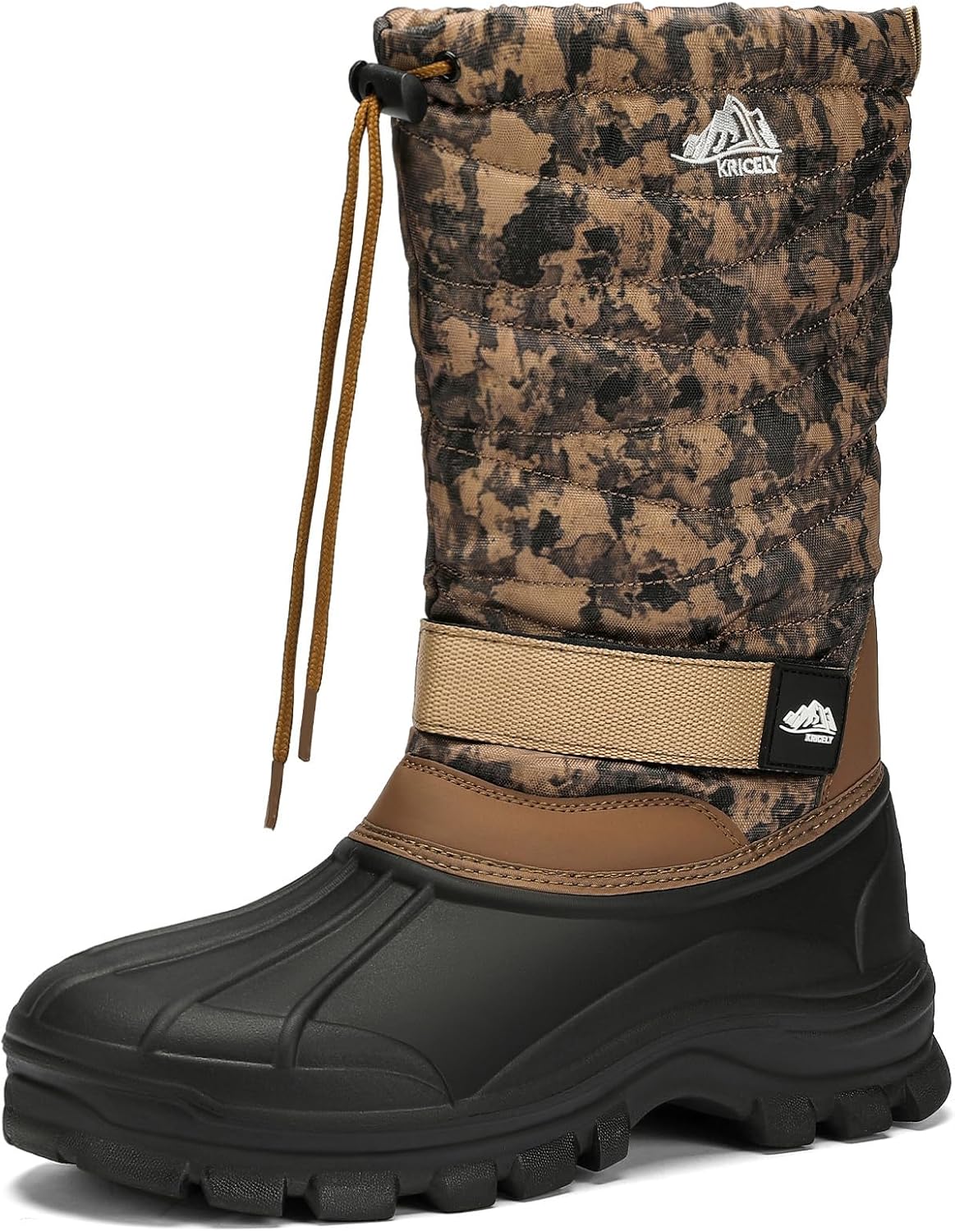 

Мужские зимние ботинки Kricely, водонепроницаемые, с нескользящей подошвой, для активного отдыха и походов, с утеплителем и мягким мехом, удобные повседневные ботинки для холодной погоды, коричневый