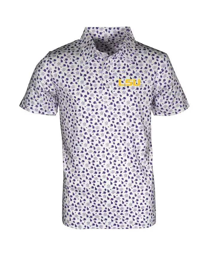

Белая поло с принтом LSU Tigers Earnest Allover для мальчиков и девочек старшего возраста Garb