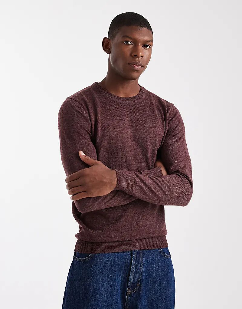 

Вязаный джемпер Brave Soul с круглым вырезом в бордовом цвете