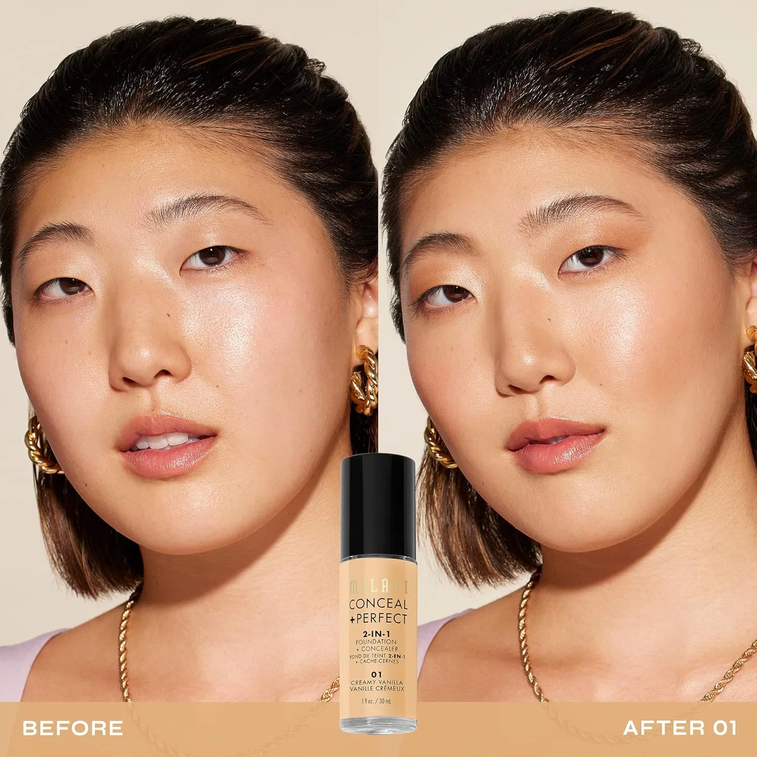 Тональное средство Milani Conceal + Perfect 2-In-1 Foundation + Concealer, 30 мл, кремовый ванильный — фото 3