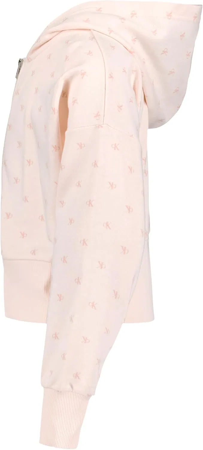 Детская флисовая кофта на молнии Calvin Klein, цвет Flocked Pearl — фото 2