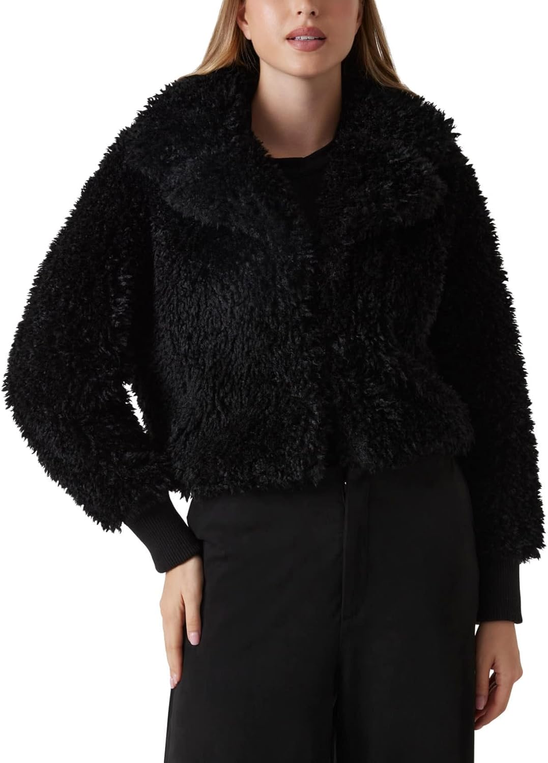 

GUESS женская куртка Flavie с искусственным мехом, Jet Black