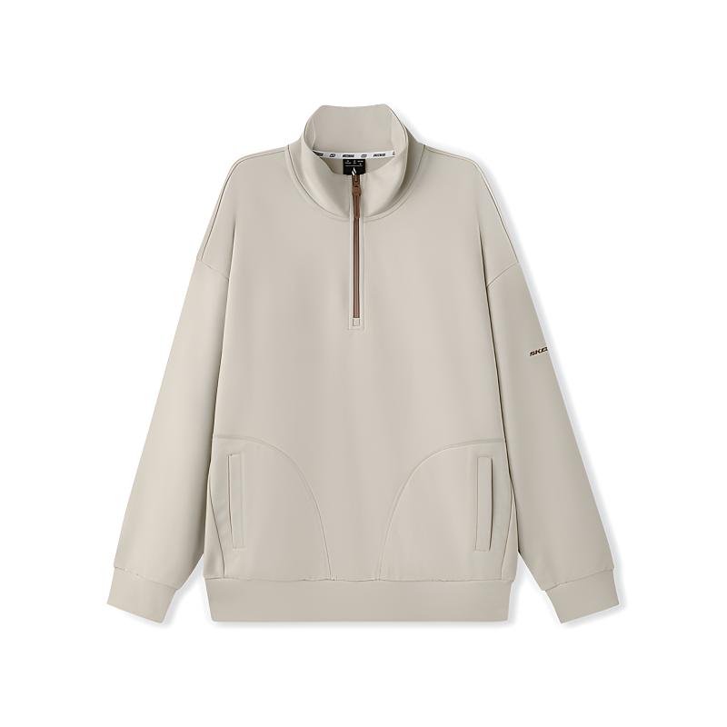 

Skechers Толстовка унисекс, коричнево-серые, 0660, с воротником-стойкой, средней высоты