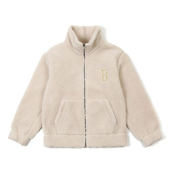 

Куртка MLB Boston Red Sox lamb's wool Stand Collar Jacket Unisex Beige, цвет creamy