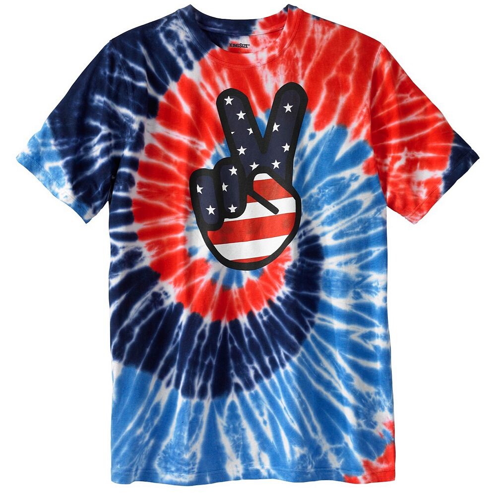 

Мужская большая и высокая футболка с рисунком тай-дай Kingsize KingSize, цвет Americana Peace Tie